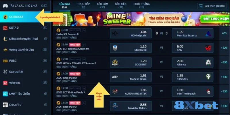 Cược Esport tại nhà cái 8Xbet mở ra cơ hội ăn đậm. 